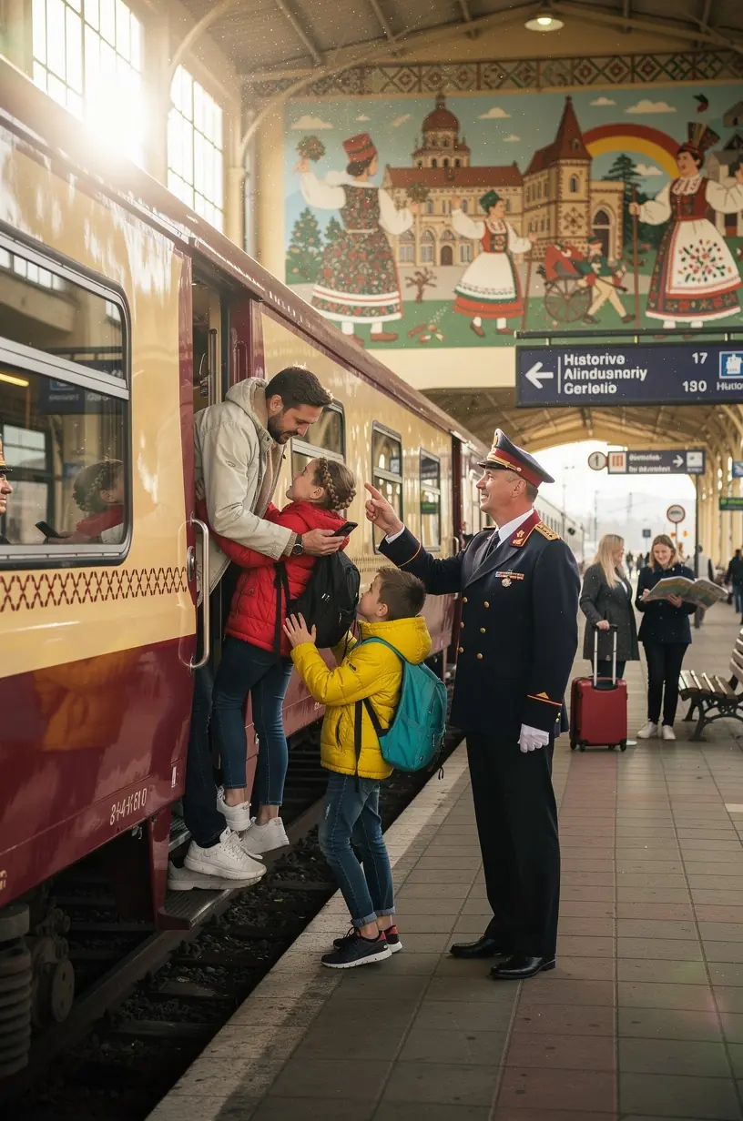 Vaizdas iš traukinio lango, kur matyti Lietuvos gamta ir sustojimai prie kultūrinių objektų.